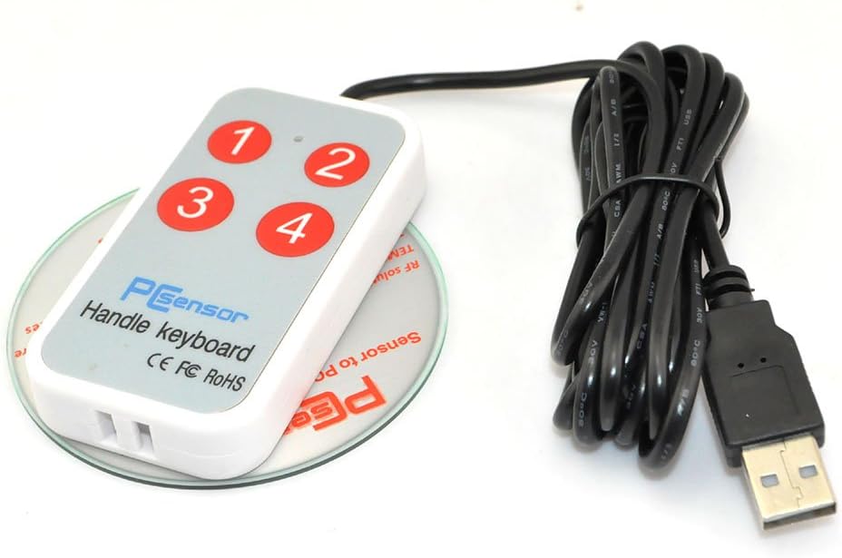 iKKEGOL 1.8Meter /6Feet USB Durable Game Handle Mini Button 4 Keys Switch User-Defined Keyboard for Game Laptop White