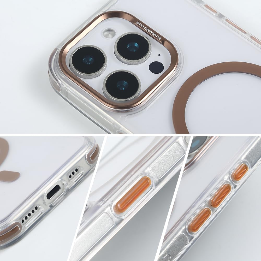 for iPhone 16 Pro Max Case with 62.99 inch Lanyard, Classic Clear&Brown Magnetic Phone Case, Drop&Shockproof Protection Cases, Phone Holder Lanyard, Compatible with Magnet Accessory