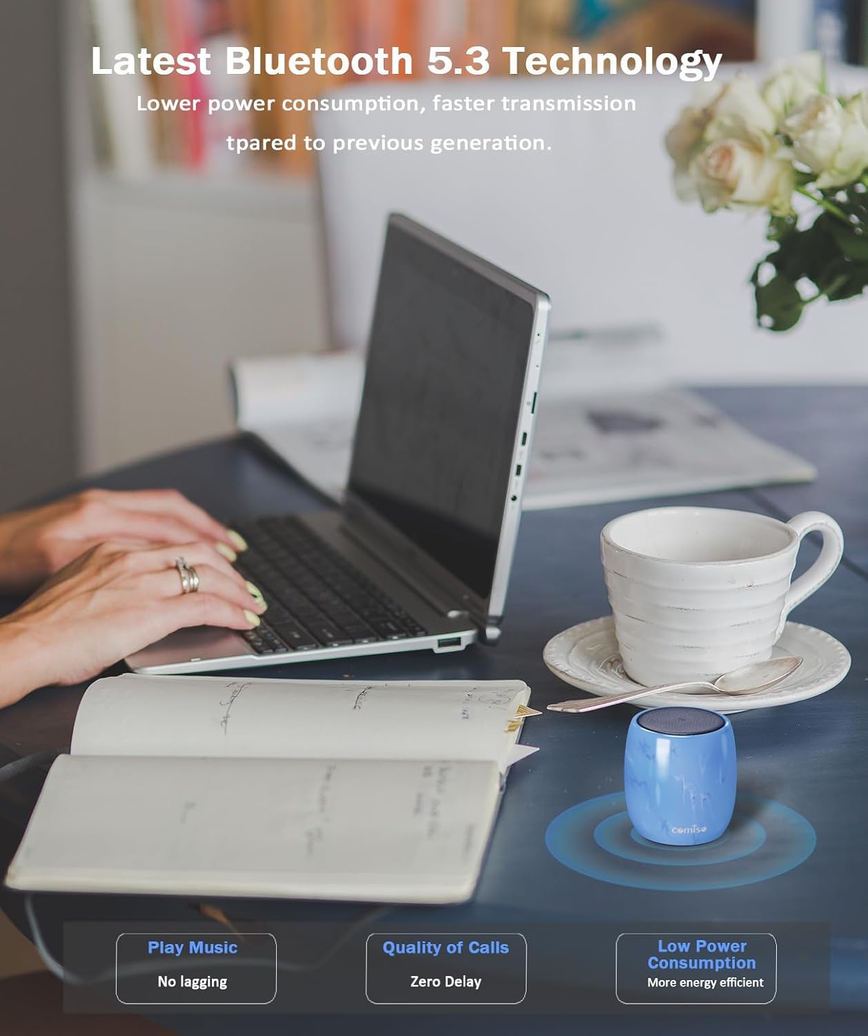 comiso Small Bluetooth Speaker, IPX7 Waterproof Speaker with Robust Bass and Stereo Sound, Wireless Speakers with Hands-Free Call, Portable Speakers for Hiking, Car or Trip, Ideal Gift for Men, Women