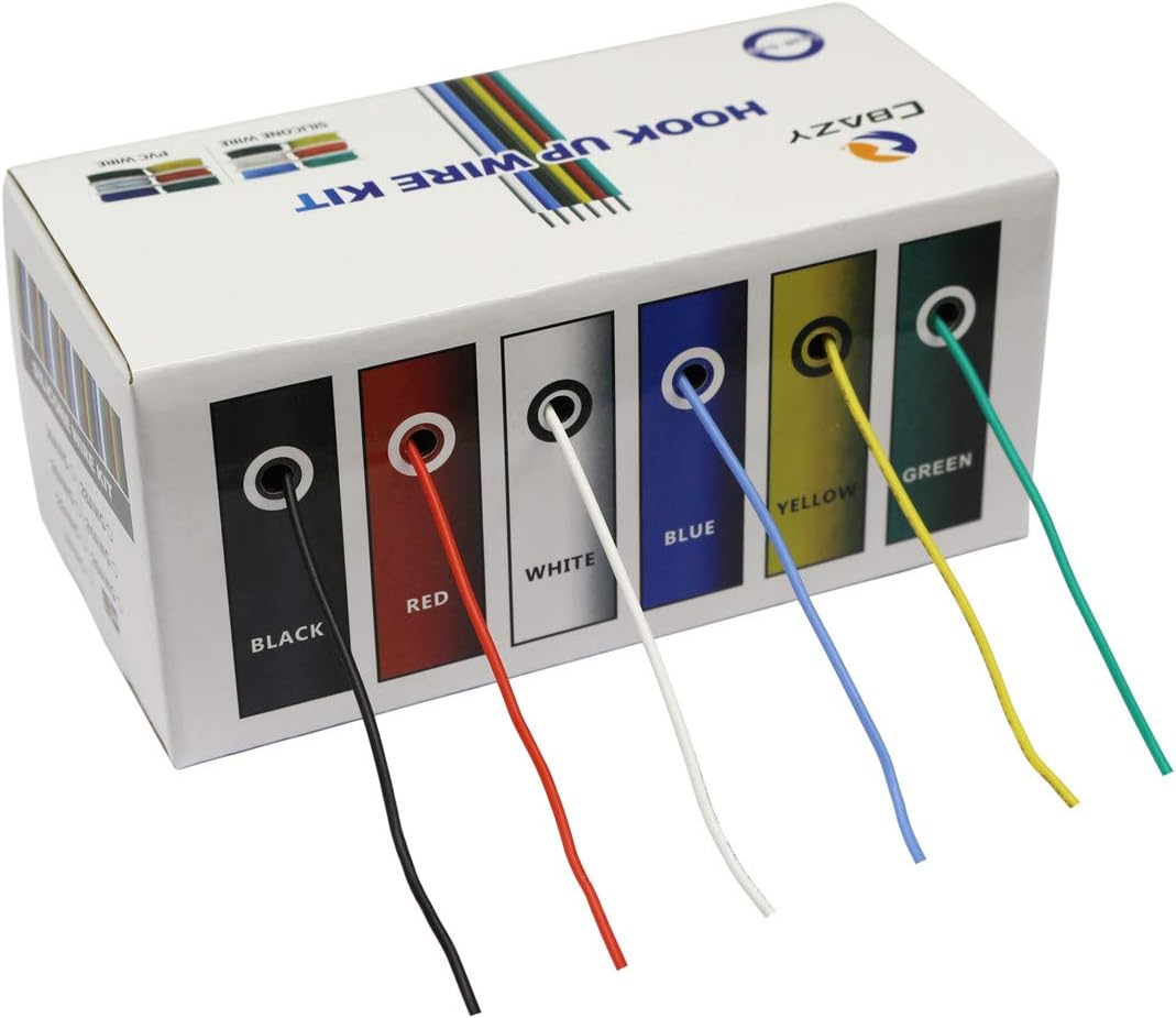 Hook up Wire Kit (Stranded Wire Kit) 30 Gauge Flexible Silicone Rubber Electric Wire 6 Colors 32.8 feet Each 30 AWG