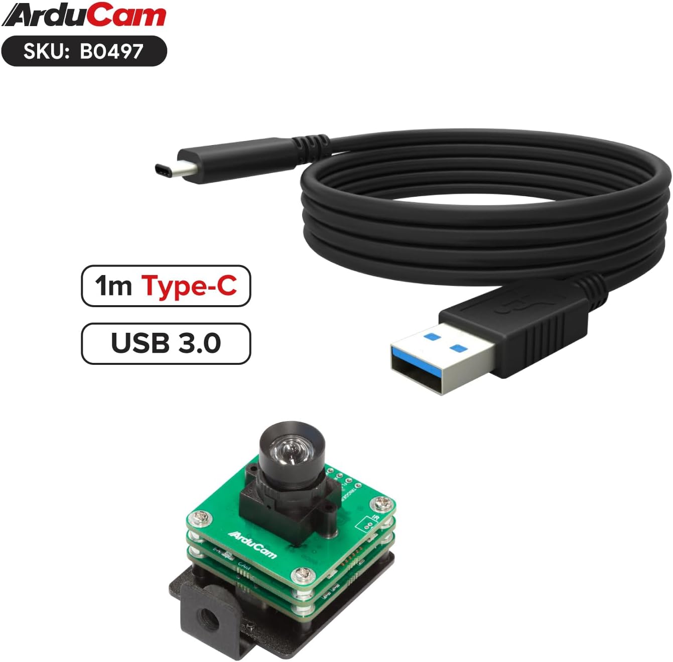 Arducam USB 3.0 Camera, 8.3MP 90fps@720p High-Speed USB Camera Module, 4K IMX678 Low Light Webcam with 100°D Wide Angle M12 Lens for Windows, Linux