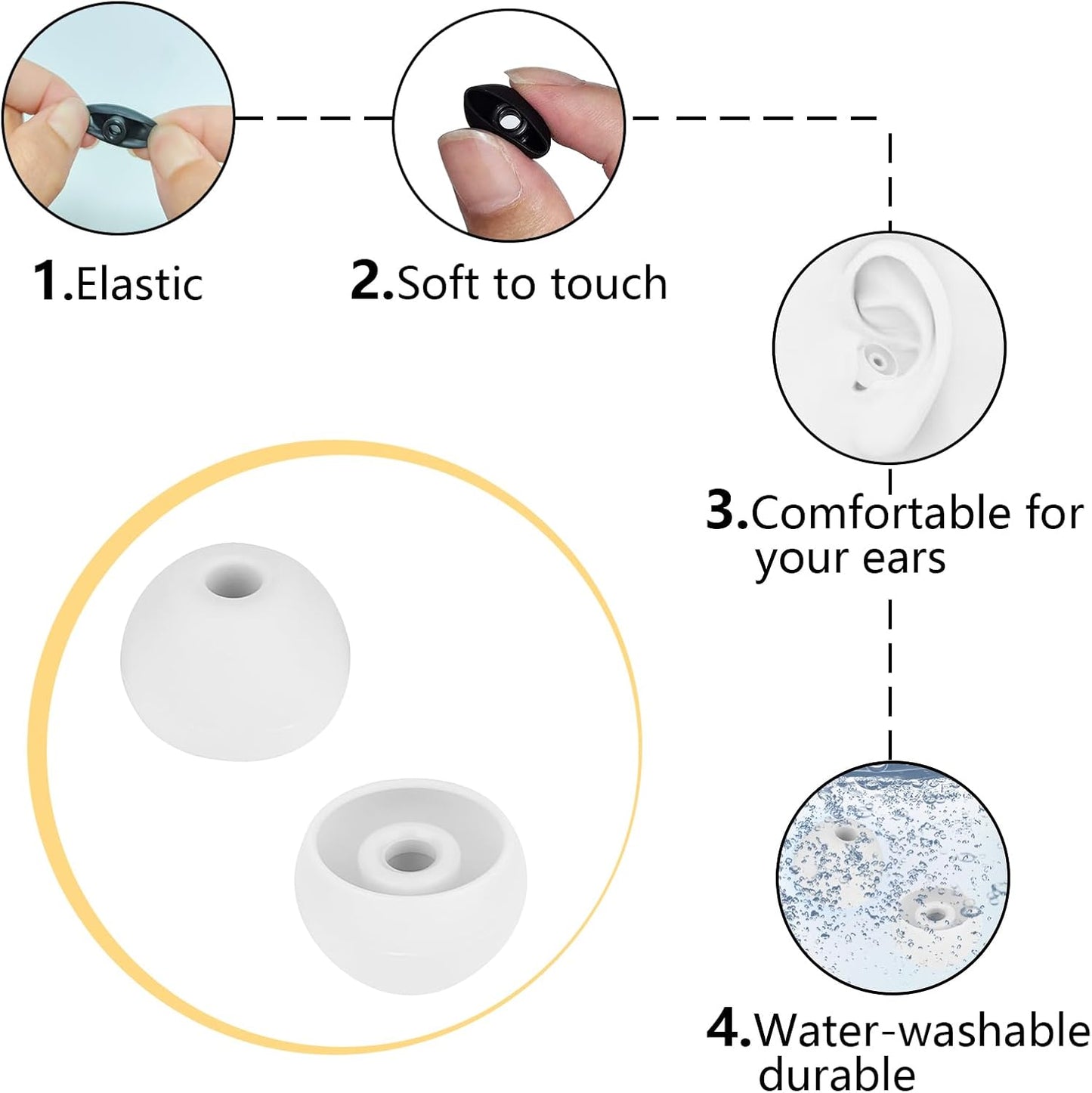 Ear Bud Covers Silicone Replacement Earbud Tips Compatible with Powerbeats Pro Beats Wireless Earphone Headphone Ear Tips 4 Pairs