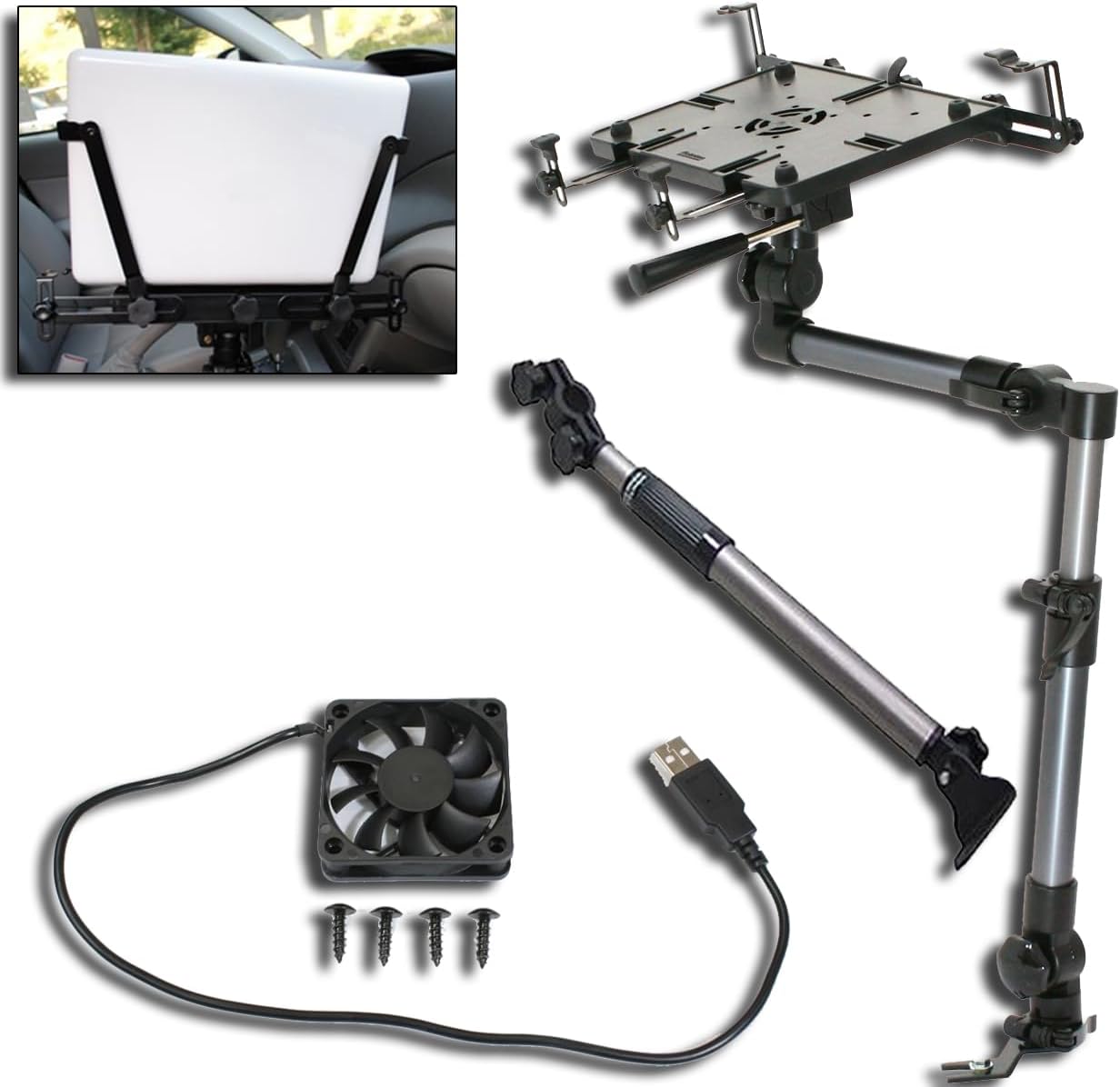 Mobotron MS-526B Heavy Duty Laptop Mount Holder for Cars, Trucks, SUVs, and other Applications with Complete Accessory Package