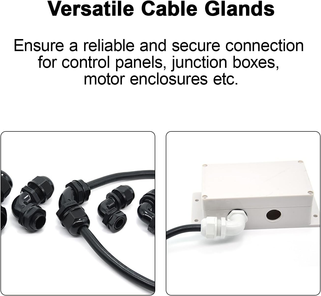 LeMotech M12 Cable Gland, 90 Degree Adjustable 4-8mm Strain Relief, Cord Connectors Nylon Joints with Gaskets, 2 Pcs, Grey