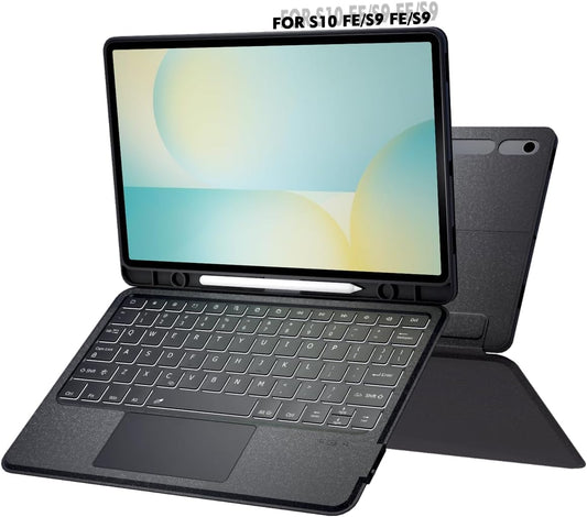 Doohoeek Keyboard Folio for Samsung Galaxy S10 Fe 10.9" 2025 / S9 FE / S9, Bluetooth Keyboard Touch with 7-Color Backlit & Any-Angle Stand & Cover Case for Galaxy S10 Fe 10.9-Inch Accessory