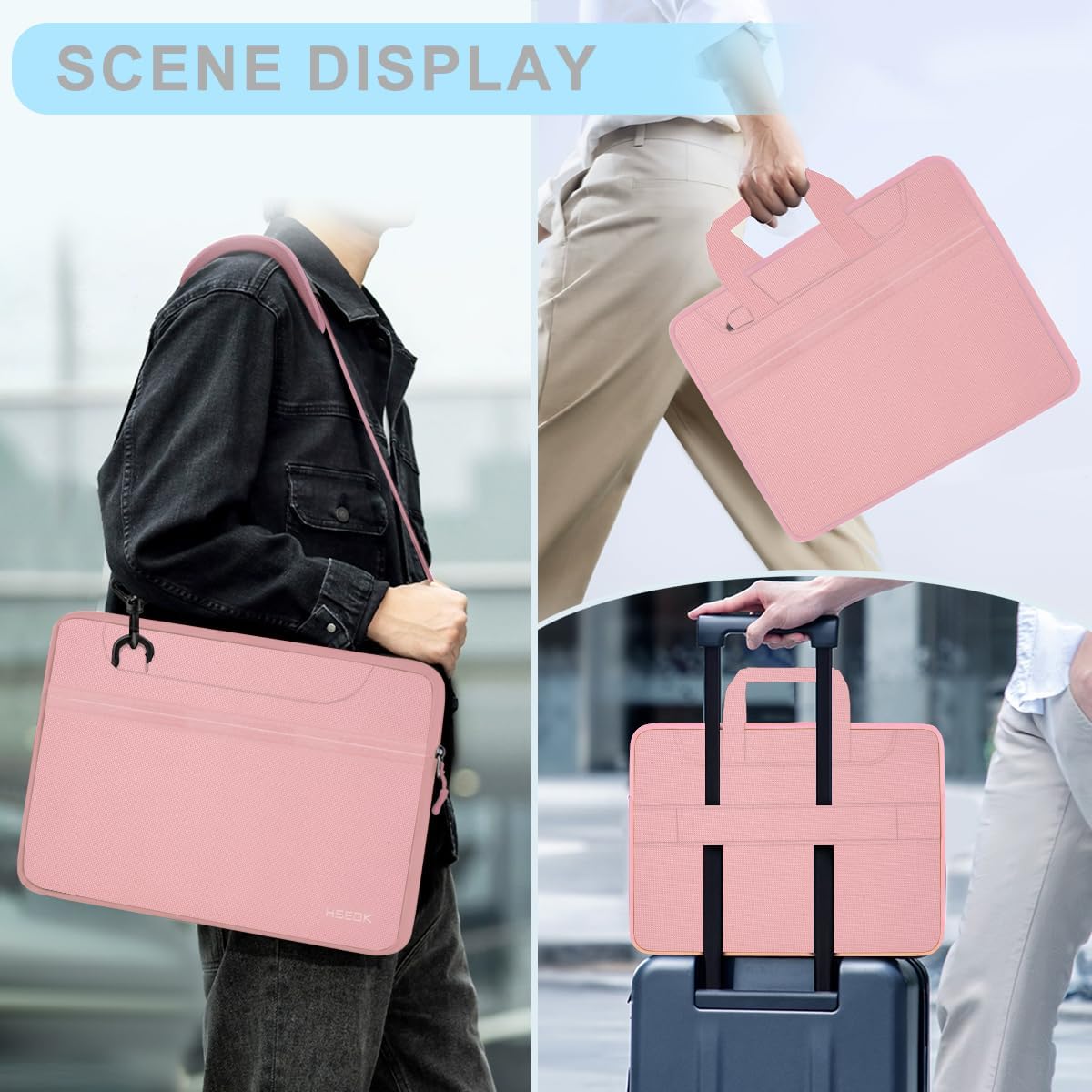 Universal Laptop Shoulder Bag 13-17.3 Inch Shockproof Briefcase with Multi-Pockets & Adjustable Strap for MacBook Pro/Air
