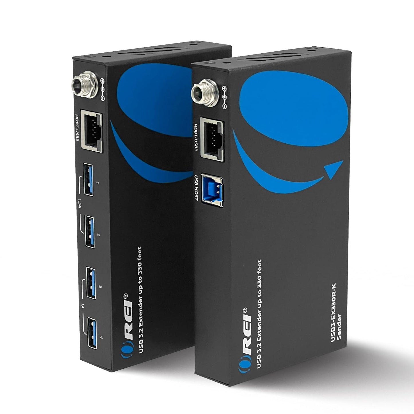 OREI USB 3.2 Over Ethernet HDbaseT Cat6 Extender LAN Upto 330 Feet - Extends 4 Ports USB-A Signal Over LAN Ethernet - Power Over Cable for Long Distance Extension Supports All Operating System