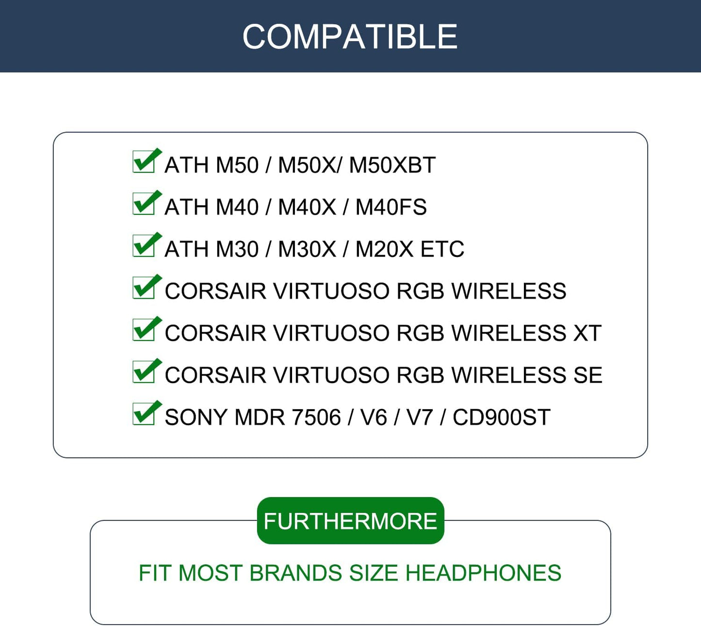 GEVO Protective Headband Cover for Audio Technica ATH M50, M50X, M50XBT, M40X M Series, Corsair Virtuoso & More, Machine Washable, No More Flaking Leather, Easy Installation, No Tool Needed | Black