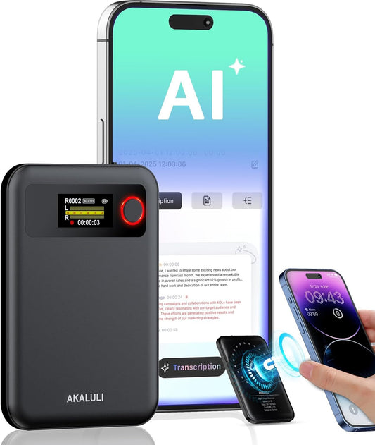 AI Voice Recorder with Transcribe Summarize: Note Voice Recorder with APP Control, 30H Continuous Recording, 64GB Memory Support 100+ Languages, AI Recorder for Calls, Lectures, Meetings