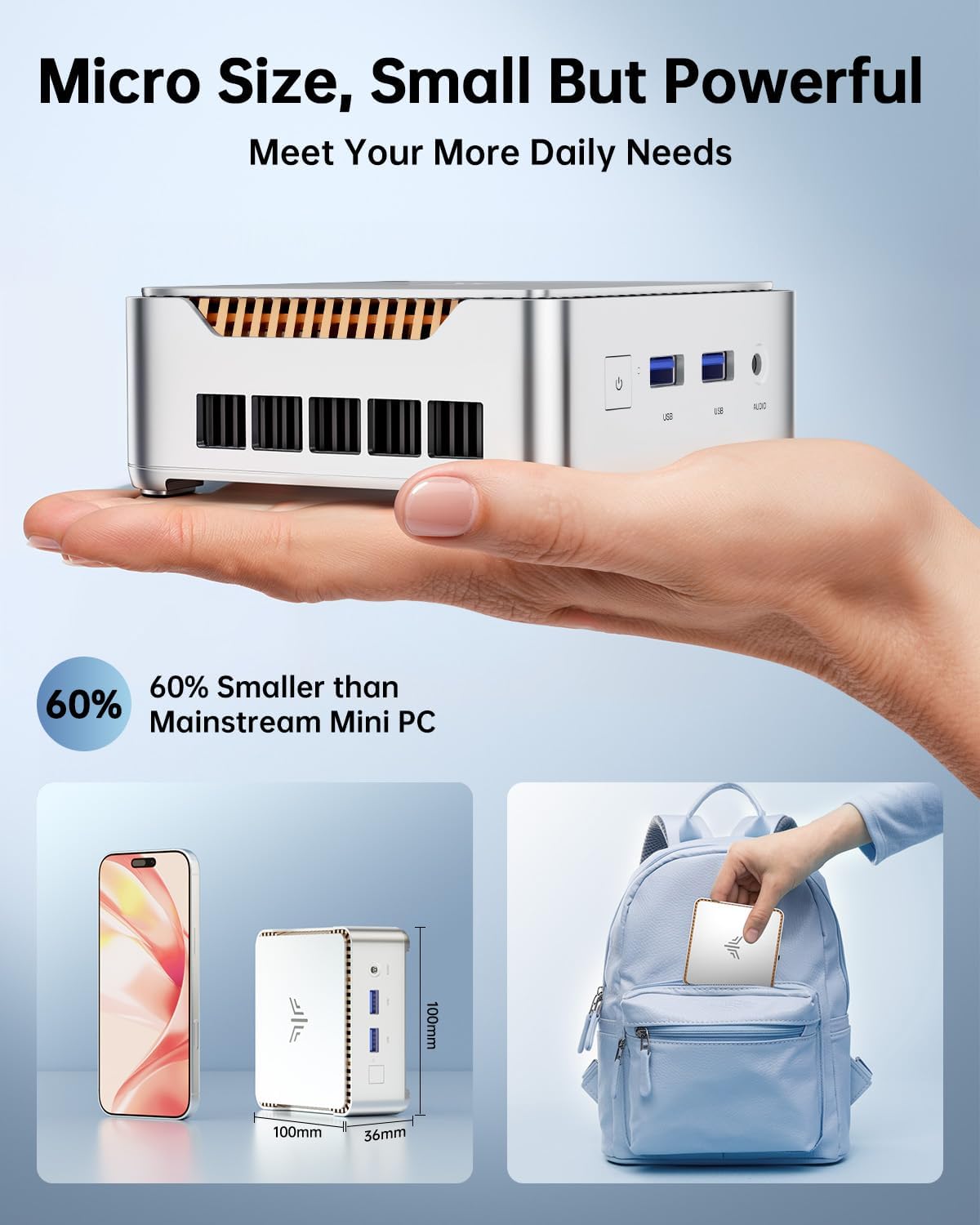 KAMRUI Essenx E2 Mini PC 11 Pro Twin Lake N150 Mini Computer, 16GB RAM 512GB M.2 SSD, Micro PC Support 4K Display/USB3.2/WiFi/BT/Gigabit Ethernet Mini PC Home/Office