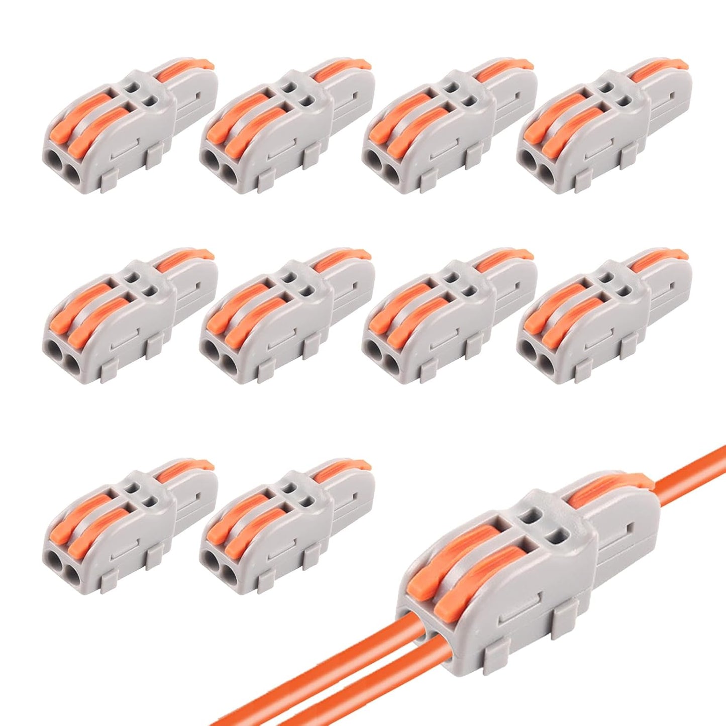 10Pcs 2 to 1 Wire Connectors Small Electrical Cable Splicing Splitter Terminal Block Inline Splice Snap Splicer for Residential Speaker Gauge Push DIY Splicing into 4/6/8/9/10 Way