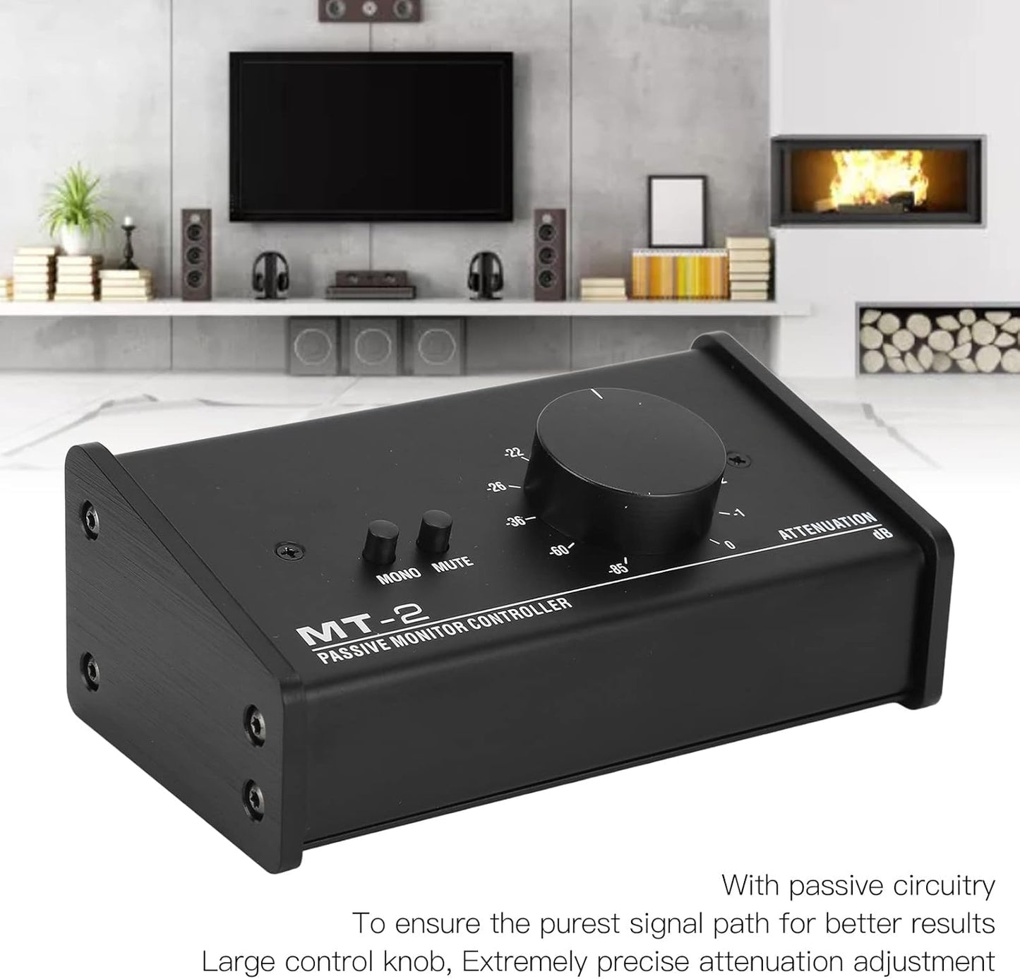 Big Knob Passive Monitor Controller, XLR and 3.5mm Interface Large Volume Knob Mute Control Passive Studio Monitor Controller Stereo Monitor Volume Controller