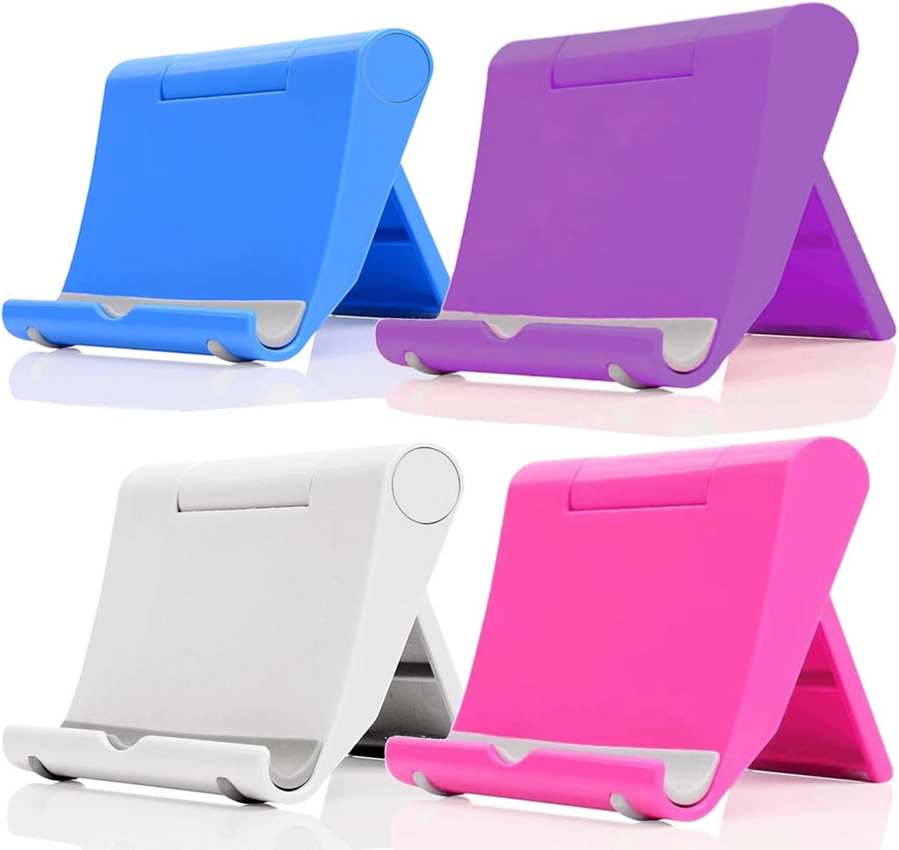 Cell Phone Stand for Desk 2 Pack Mobile Phone Holders Desktop Tablet Stand, Foldable Phone Dock Universal Adjustable Tablet Stand for Desk (Pink+Purple+Blue+White)