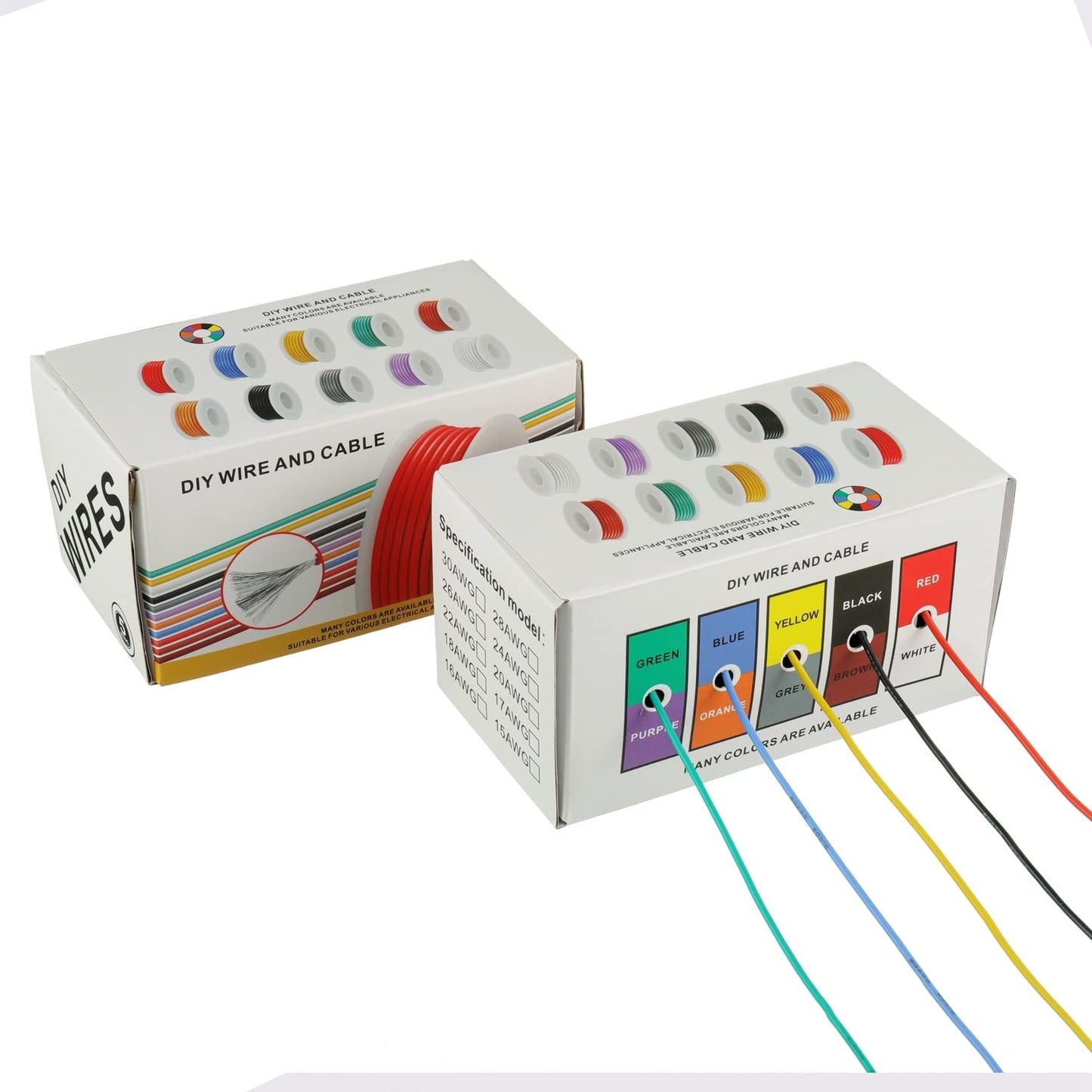 BOJACK 20 AWG Flexible Silicone Wire Electric Wire Hook up Wire Kit 300V Cables with Plus 20 φ3mm Heat Shrink Tubings and a Mini Wire Stripper(5 Colors 19.69Ft Each Color, 20AWG)