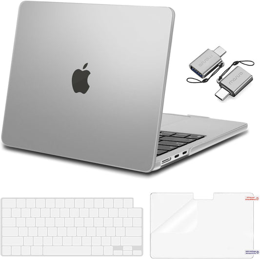 MOSISO Compatible with MacBook Air 13 inch Case 2025 2024 2023 2022 M4 A3240 M3 A3113 M2 A2681, Plastic Hard Shell&Keyboard Cover&Screen Film&Type C for MacBook Air 13.6 inch Case, Frost