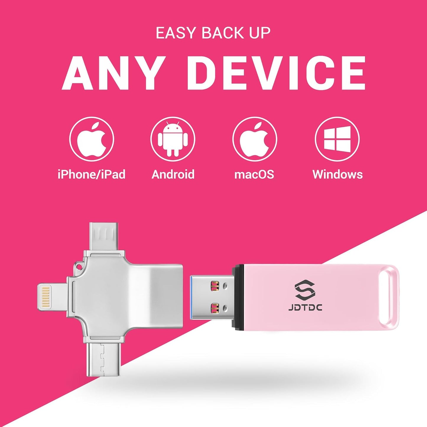 Easy Photo-Stick 256GB Auto Backup-Flash-Drive for All Devices Secure Photo & Video Backup Thumb Drive Picture-Backup-iPhone-Memory-Storage Apple-Photo-Backup Phone-Storage-Saver iPad-Backup-Drive