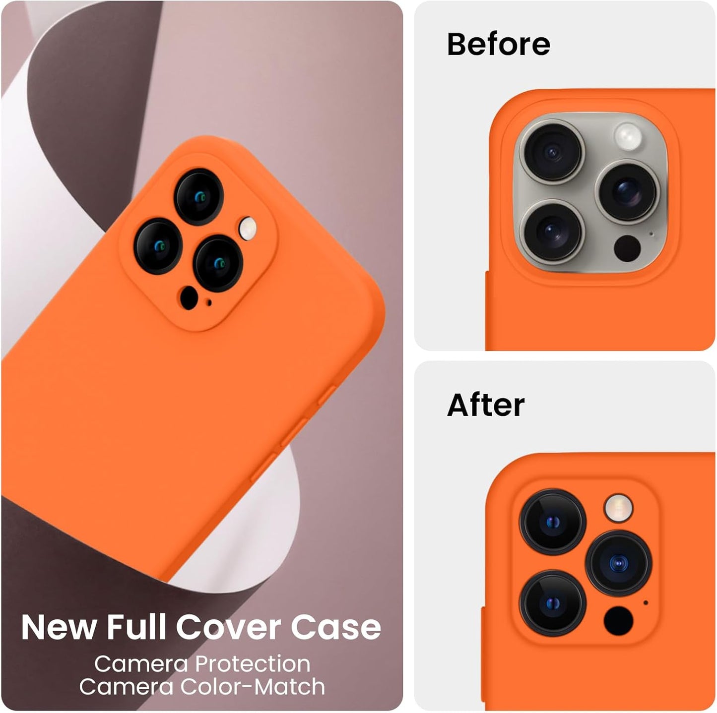 FireNova Designed for iPhone 15 Pro Max Case, Silicone Upgraded [Camera Protection] Phone Case with [2 Screen Protectors], Soft Anti-Scratch Microfiber Lining Inside, 6.7 inch, Neon Orange