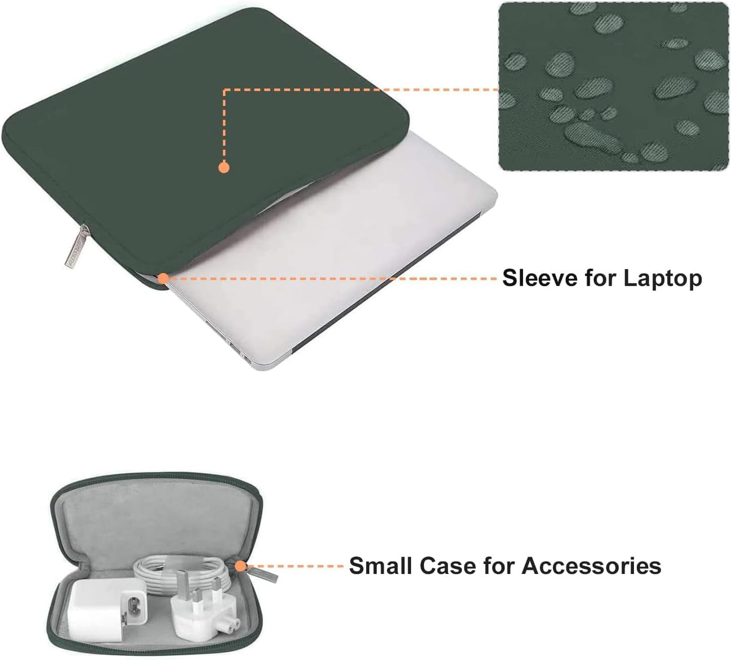 MOSISO Laptop Case 16 inch, 15-15.6 inch Laptop Sleeve Bag Compatible with MacBook Pro 16 inch, HP, Acer, Dell, Lenovo, ASUS Notebook, Neoprene Computer Sleeve Bag with Small Case, Midnight Green