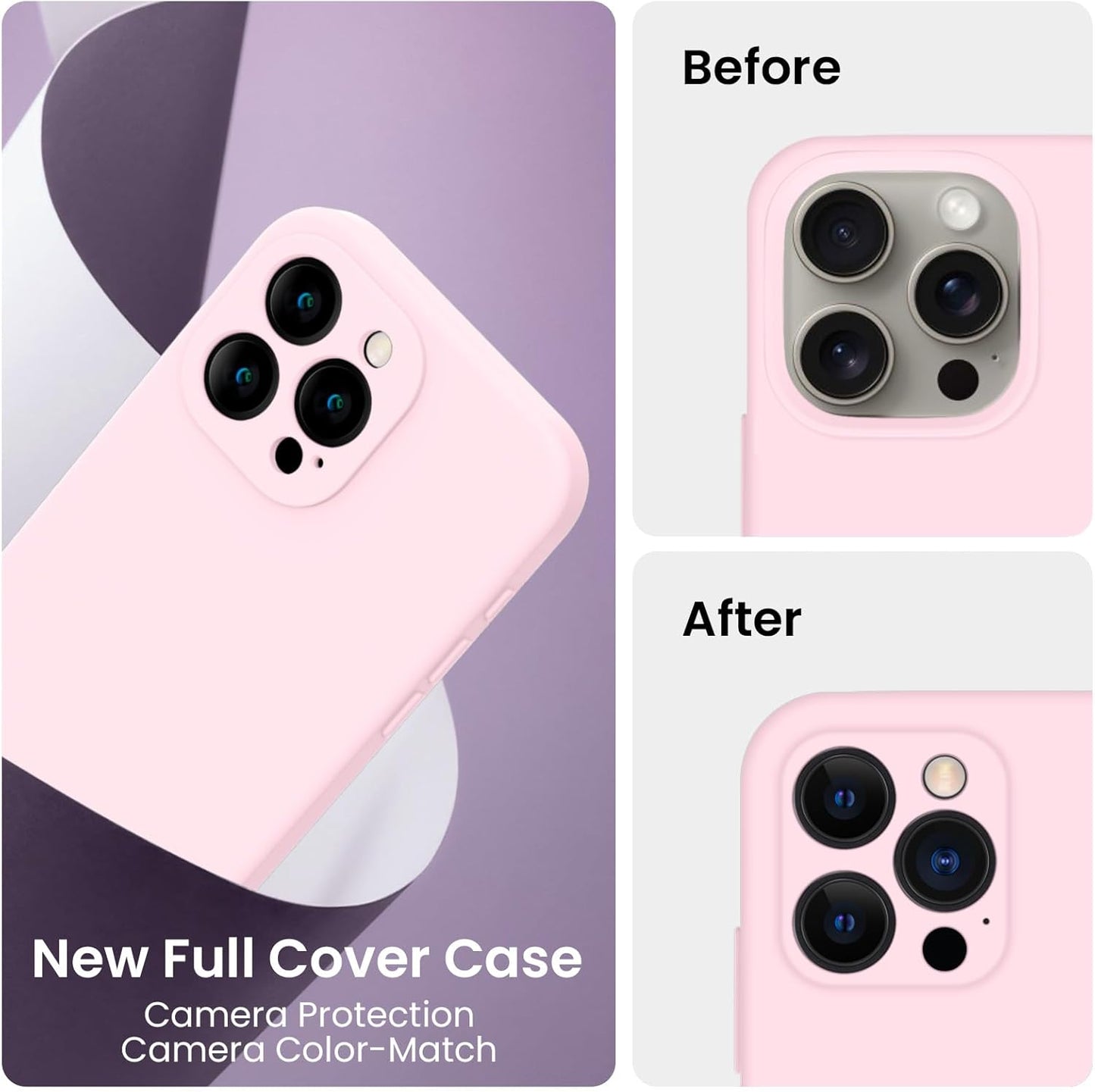 FireNova Designed for iPhone 15 Pro Max Case, Silicone Upgraded [Camera Protection] Phone Case with [2 Screen Protectors], Soft Anti-Scratch Microfiber Lining Inside, 6.7 inch, Chalk Pink