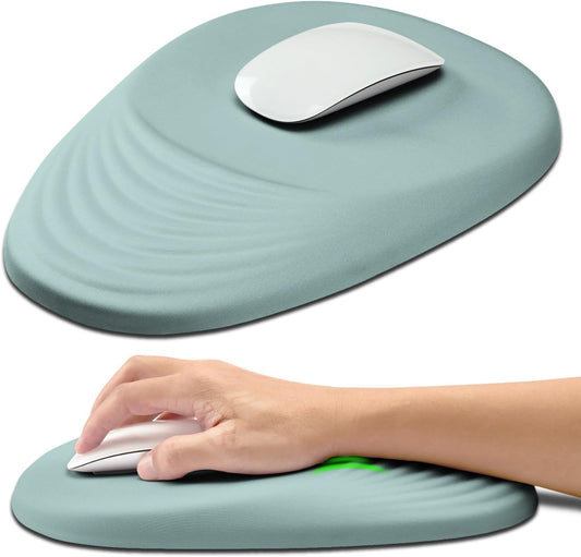 Hokafenle Ergonomic Mouse Pad Wrist Support with Stepped-Wedge Design, Wrist Rest Pain Relief Mousepad Filled with Memory Foam, Carpal Tunnel Mousepad for Wireless Mouse(12x8 inch, Light Blue)