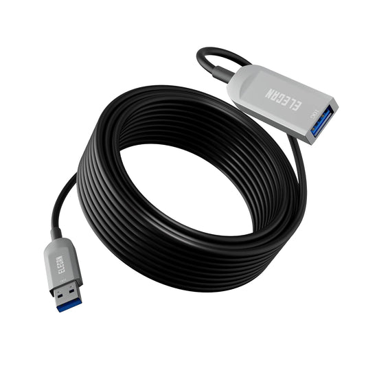 Elecan Active Optical USB 3.0 Extension Cable 50 FT Fiber Optic Type A Male to Female USB Extension Cord USB Extender 5Gbps Data Transfer for Webcam,Gamera, USB Hub, Keyboard, Hard Drive, Printer