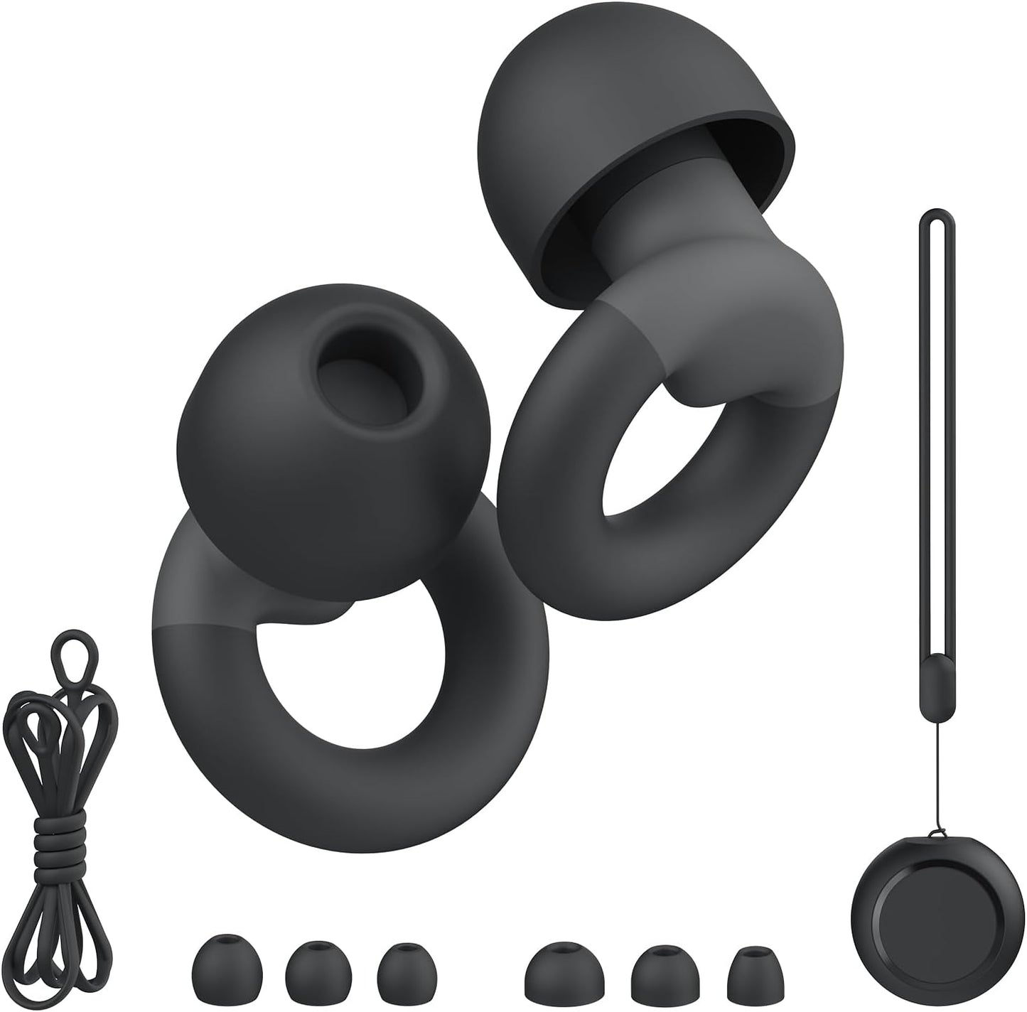 Earplugs for Sleeping & Noise Reduction - Soft Silicone Earplugs with 7 Pairs Ear Tips & One Connection Cord, Hearing Protection for Sleeping, Concerts, Work & Sound Reduction 25dB-30db