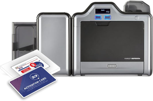 2ID Fargo HDP5000e Dual-Sided ID Card Printer 096640 | High-Definition and Versatile Badge Printer for Corporate and Student ID Badges