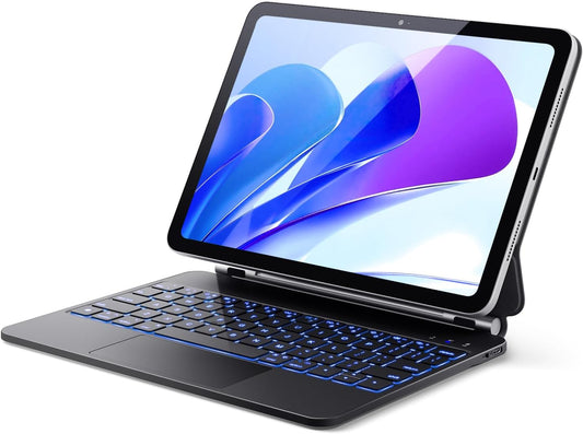 GreenLaw for iPad 11th(A16,2025)/10th(2022) Generation Case with Keyboard, Magic-Style Keyboard Stand, 7 Color Backlit, Stain-Resistant Surface, Multi-Touch Trackpad,Obsidian Black