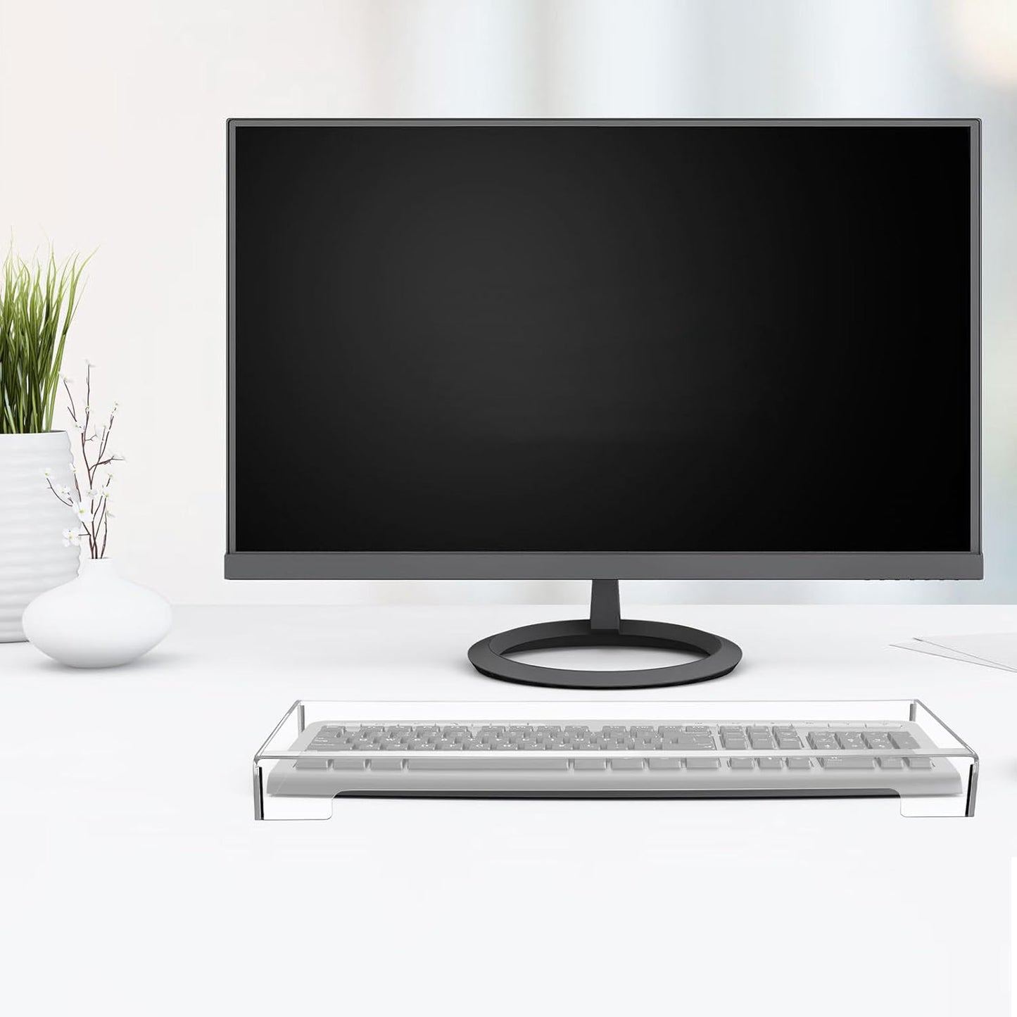 Keyboard Cover Acrylic Covers Dust: Clear Computer Keyboard Cover - Anti-Cat Protector - Tablet Keyboard Case for Standard Size PC Computer Desktop (18.5x5.9x1.8 Inch)