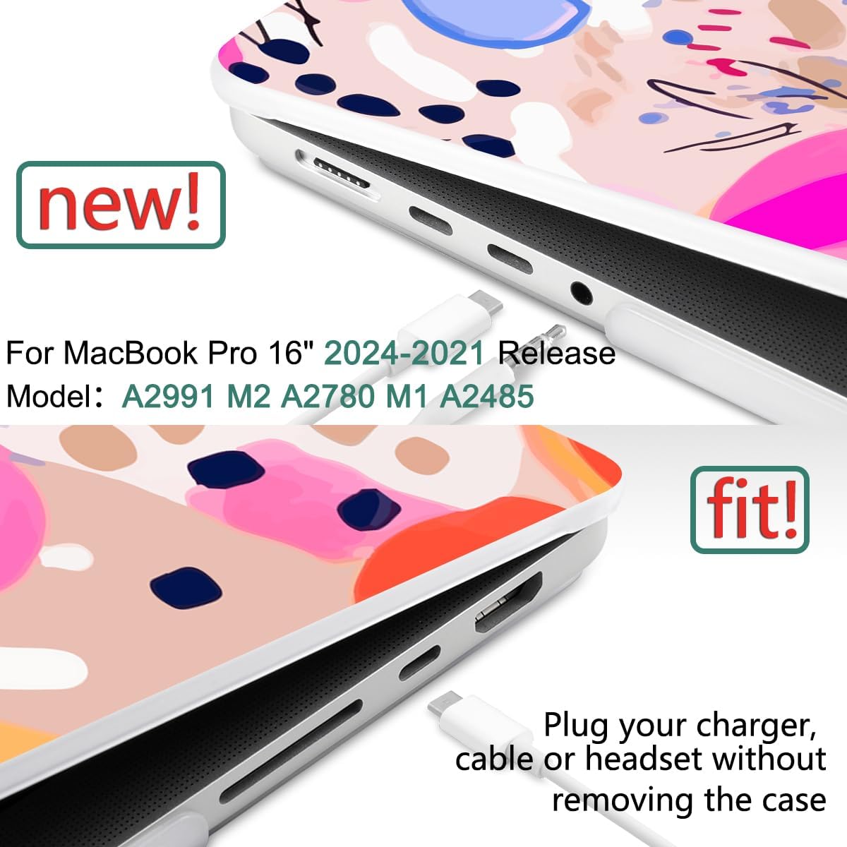 DONGKE for M4 MacBook Pro 16 Inch Case 2024 2023 2021 A3403 A3186 M3 A2991 M2 A2780 M1 A2485 Pro/Max Chip, Plastic Hard Shell Case & Keyboard Cover for Mac Pro 16 with Touch ID, Floral Artistic