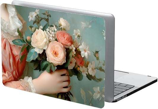 Compatible with MacBook Air 13.3 13.6 Inch Case 2022 2021 2020 2019 Plastic Hard Shell Case Cover,13.3 Air (A1932/A2179/A2337), A Lady with Flowers