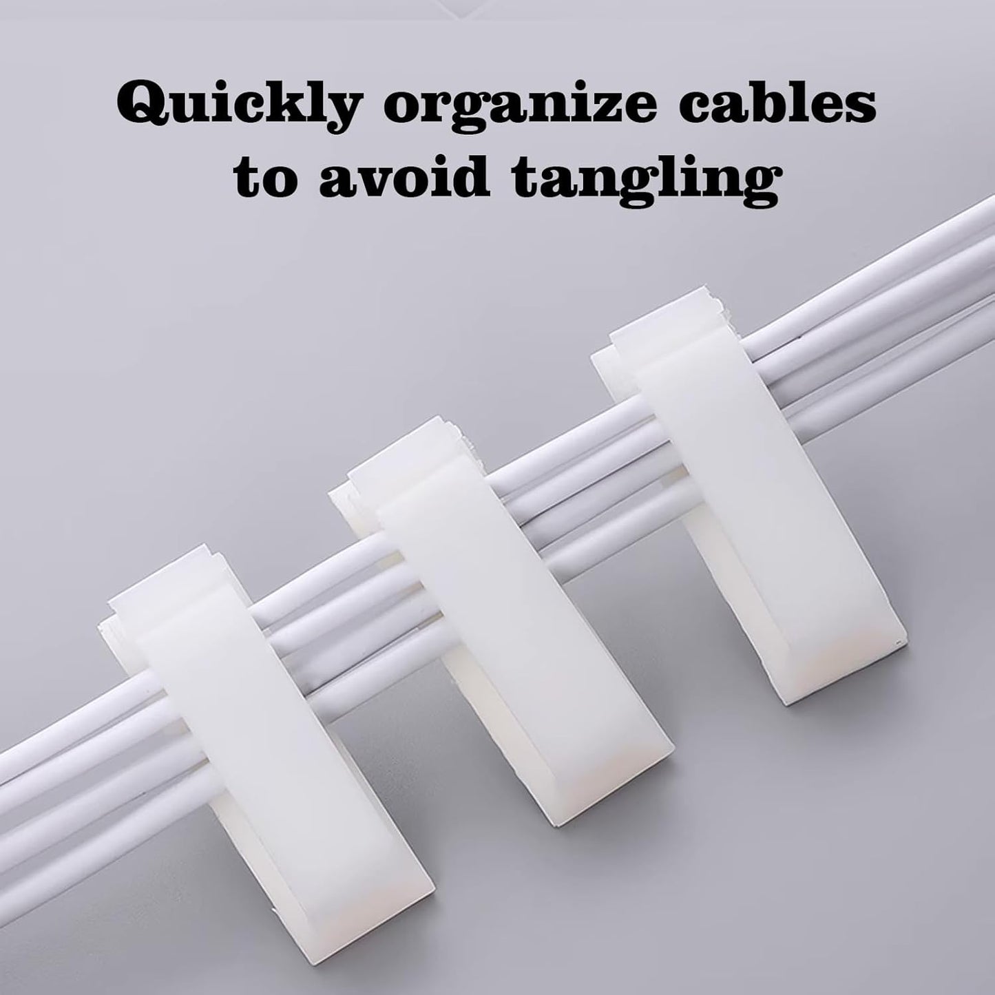 Adhesive Cable Clips Holder, Outdoor Light Clips, White Cord Wire Clips, Sturdy Nylon Cord Wall Finisher Wire Clamp for Home, Car, Office Desk Wire Management (White, XL-80 PCS)