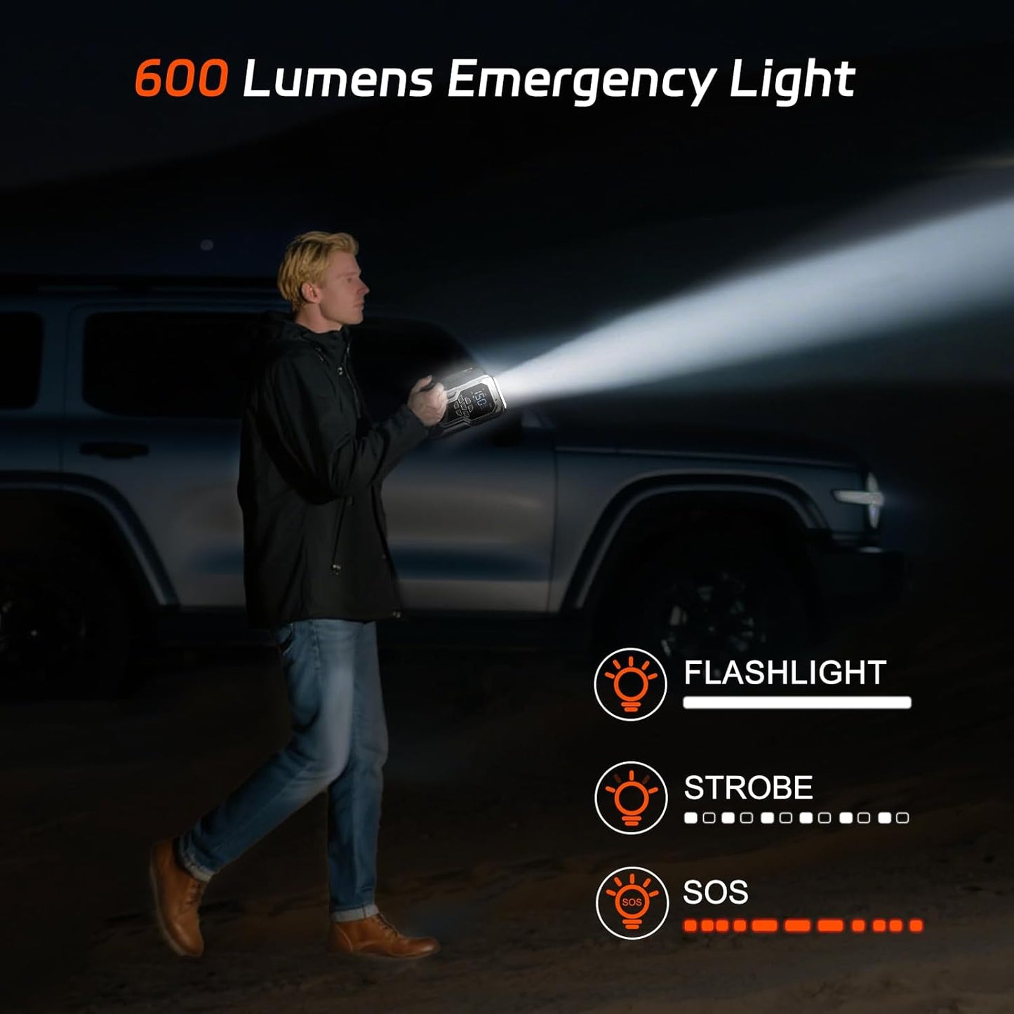 Jump Starter with Air Compressor, 6000A Car Battery Jump Starter (All Gas/10.0L Diesel), 150PSI Tire Inflator, 12V Jumper Pack with LCD Display & LED Light, Portable Air Pump, 21800mAh Battery