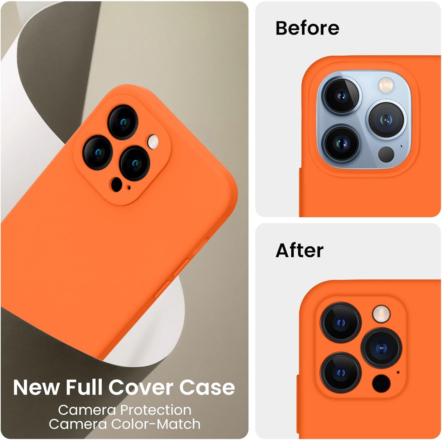 FireNova Designed for iPhone 13 Pro Case, Silicone Upgraded [Camera Protection] Phone Case with [2 Screen Protectors], Soft Anti-Scratch Microfiber Lining Inside, 6.1 inch, Neon Orange