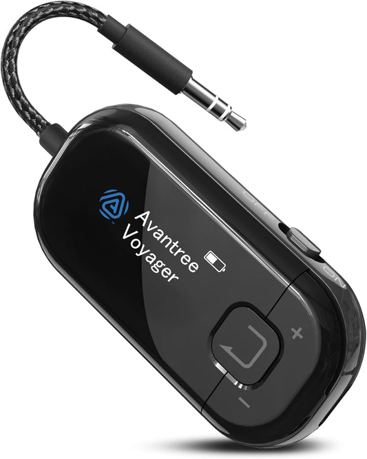 Avantree Voyager HA - Auracast Transmitter for Hearing Aids with Display & Volume Control, LE Audio, Bluetooth 5.4, Qualcomm Chip, Firmware Upgradeable, AUX for TV, PC
