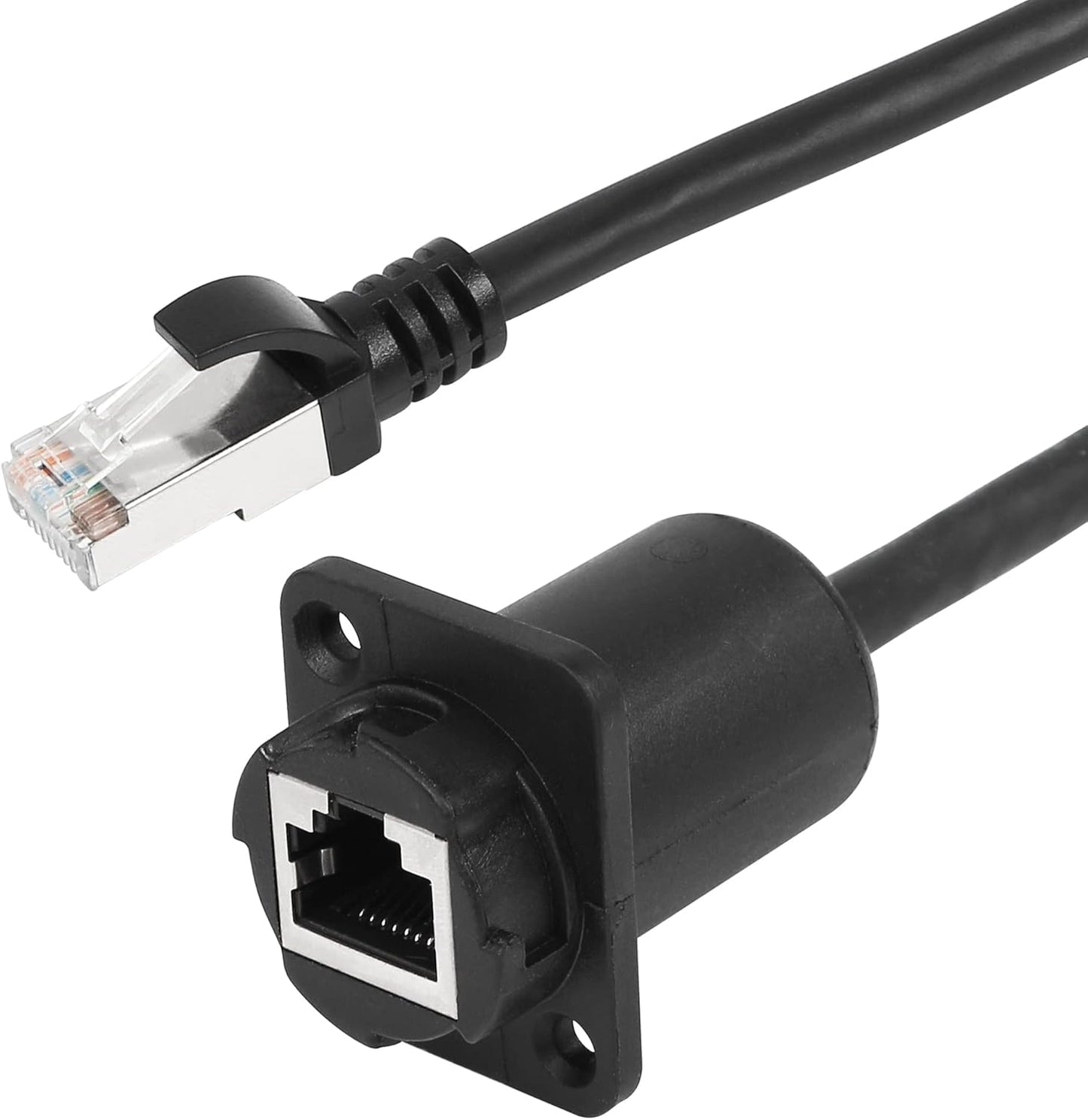 CERRXIAN 35cm RJ45 Male to Female Cat5 5e 6 Waterproof Panel Mount LAN Network Ethernet Extension Cable with Cap