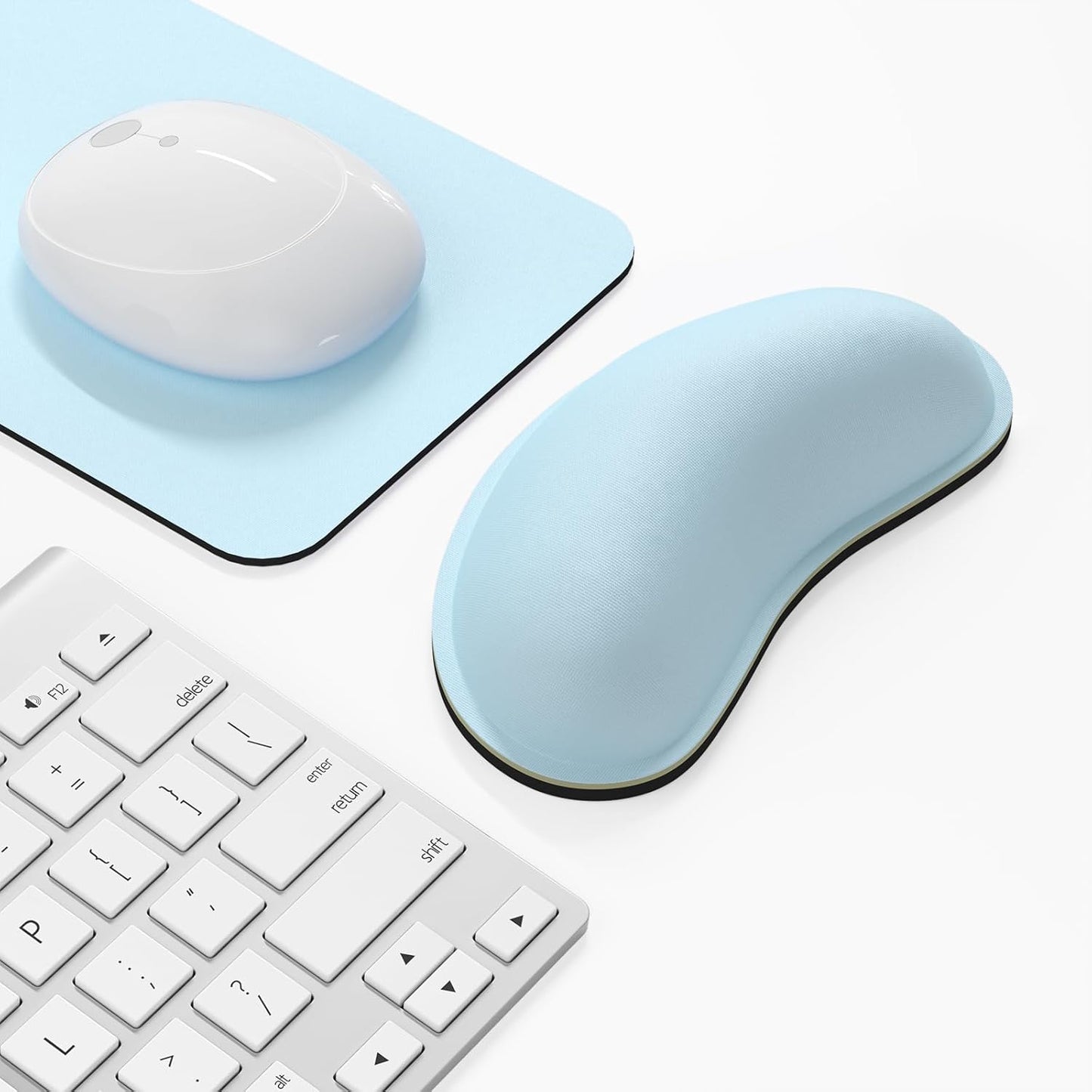 Dapesuom Mouse Wrist Rest, Ergonomic Memory Foam Mouse Wrist for Computer Desk Mats Support, Hand Rest Pad Cushion for Gaming, Office, Laptop, Men, Women, Pain Relief & Easy Typing, Sky Blue