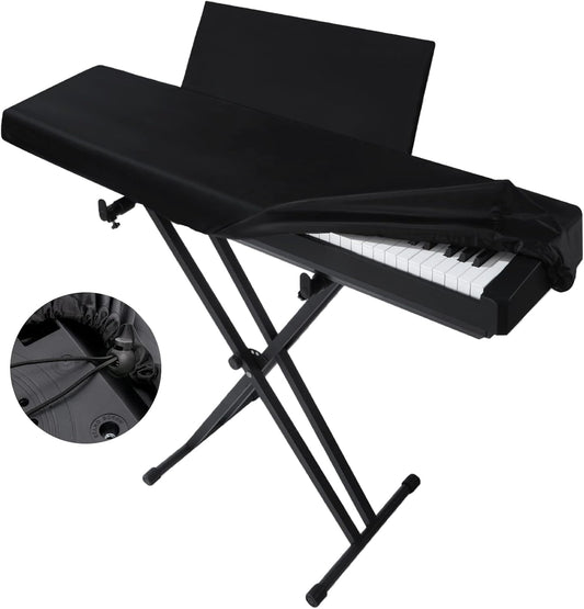 Elastic Lock Music Keyboard Dust Protector Cover - Water Proof, Stretchy, Full for Digital Pianos, Full Cover Elastic Lock Music Protector Case (88 Keys, Black)