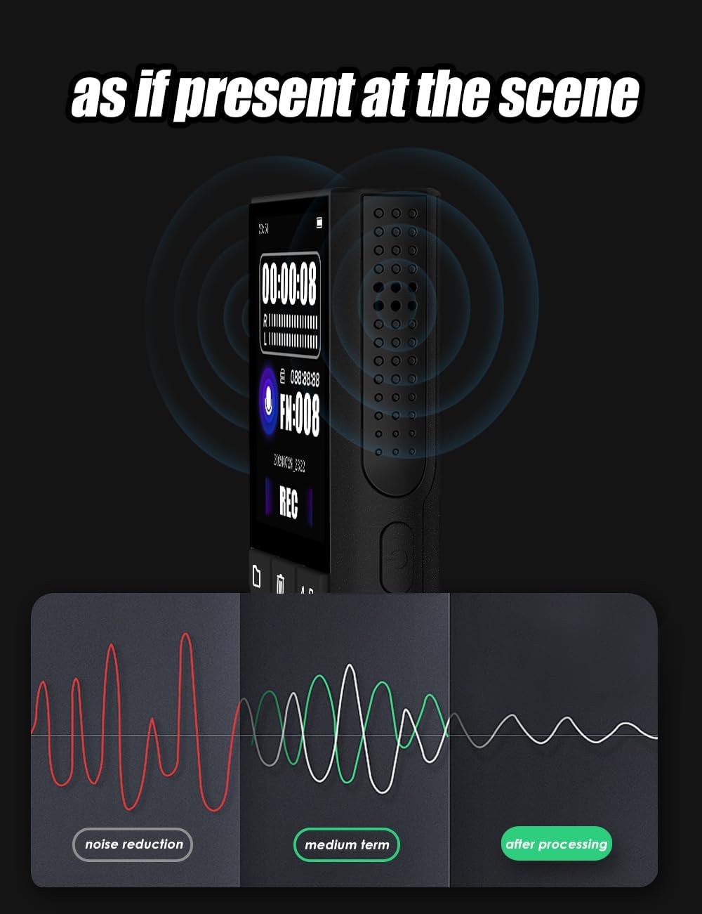 64GB Jaswill Digital Voice Recorder with Playback Long Battery 2-inch Screen MP3 Audio Recording for Meetings Lectures and Interviews Portable USB Recording Device with Voice Activation