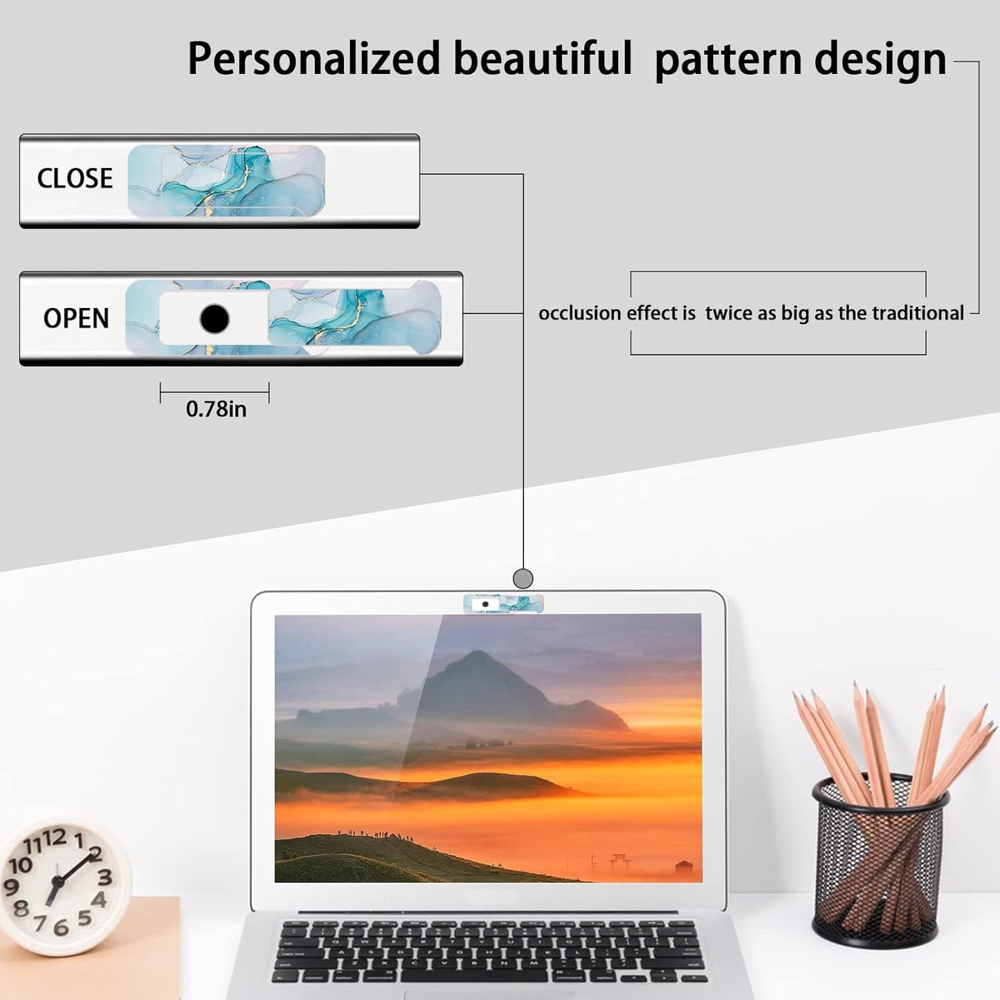 Webcam Cover, 3 Pieces, Laptop Camera Cover, Privacy Shielding Capacity is Twice as Big as The Traditional, Suitable for Computer Mobile Phones, laptops, Tablets and so on (Blue Marble)