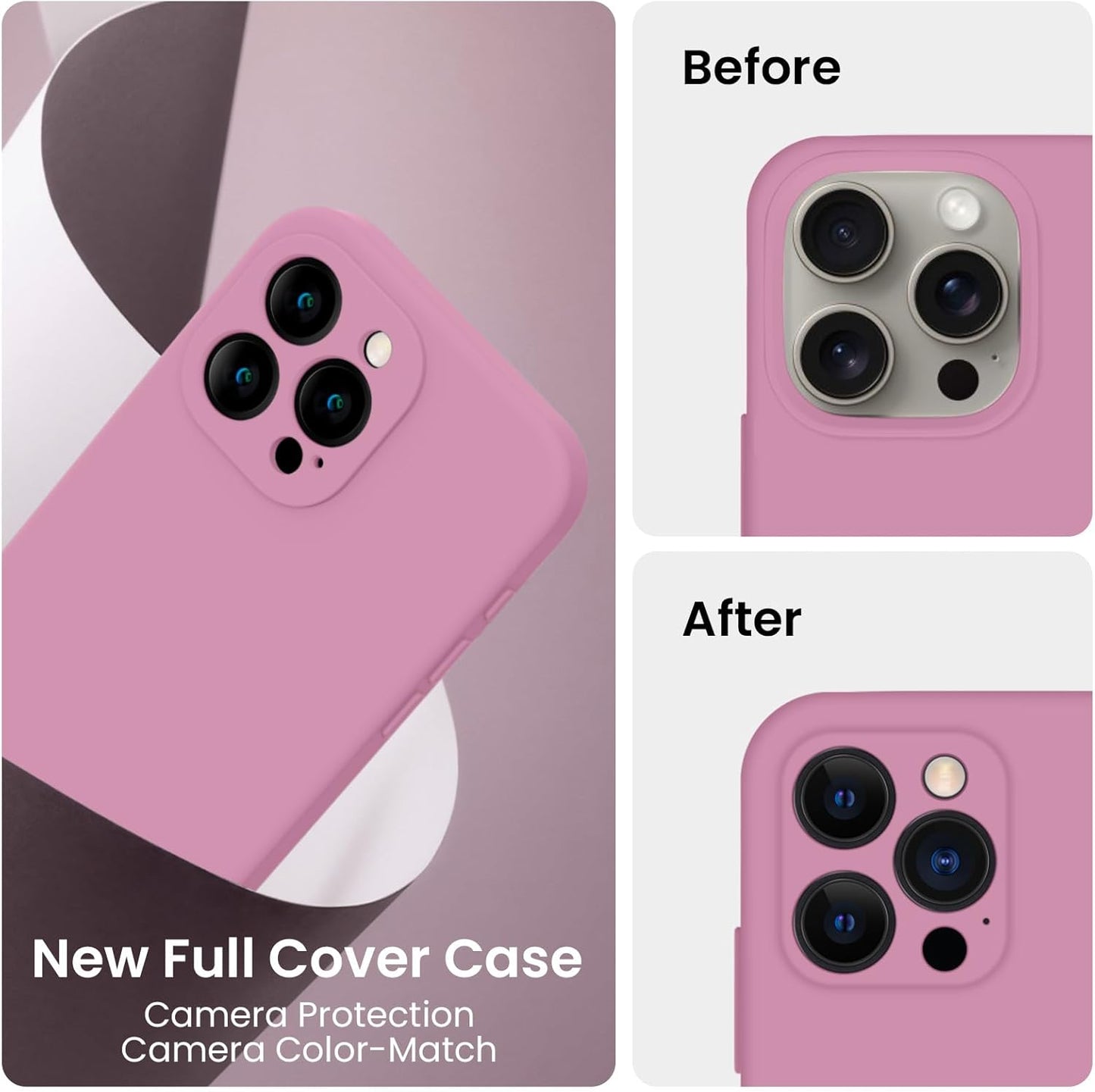 FireNova Designed for iPhone 15 Pro Case, Silicone Upgraded [Camera Protection] Phone Case with [2 Screen Protectors], Soft Anti-Scratch Microfiber Lining Inside, 6.1 inch, Lilac Purple