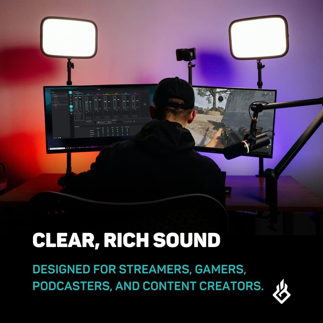 BEACN Dark Dynamic USB Mic for PC with The Microphone Stand