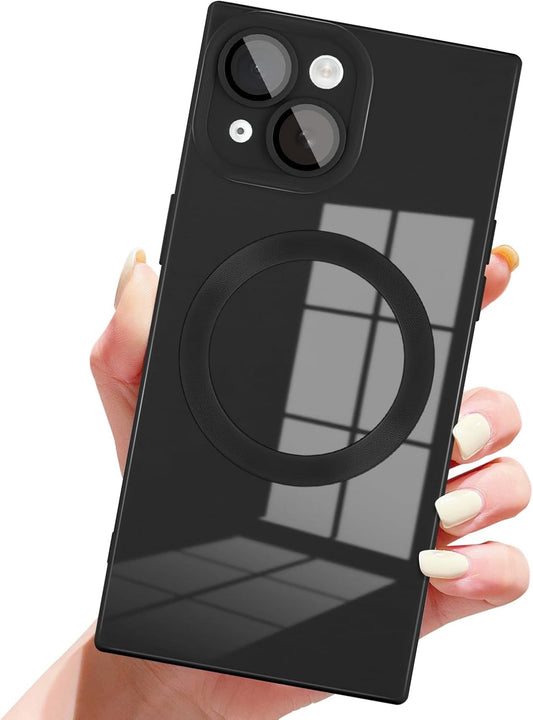 Designed for iPhone 15 Case Compatible with Magsafe Cover Camera Lens Protector Military Grade Protection Shockproof Soft TPU Slim Magnetic Phone Case for iPhone 15 Black