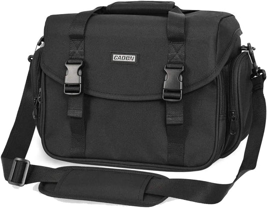 CADeN Camera Bag Case Shoulder Messenger Bag with Tripod Holder Compatible for Nikon, Canon, Sony, DSLR SLR Mirrorless Cameras Waterproof (Black, Small)