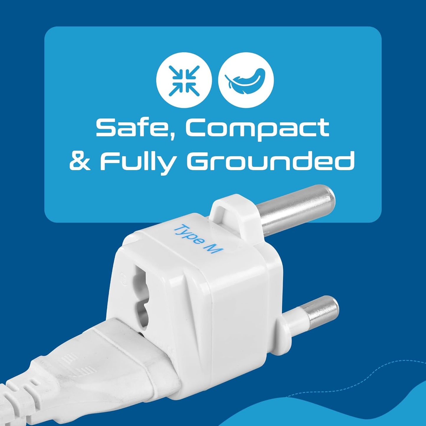 Ceptics South Africa Travel Plug Adapter (Type M) - 3 Pack [Grounded & Universal] (GP-10L-3PK)