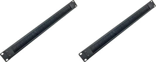 Jingchengmei 1U Disassembled Rack Mount Cable Management Panel with Brush for Cable Entry for 19-Inch Rack or Cabinet Black (BF01UAB2) (Pack of 2)