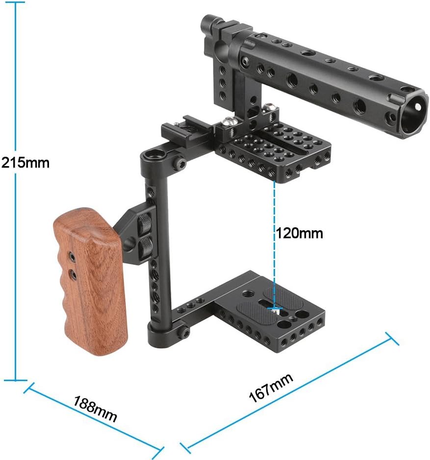 CAMVATE DSLR Camera Cage Top Handle Wood Grip Compatible for Sony Panasonnic - 1175