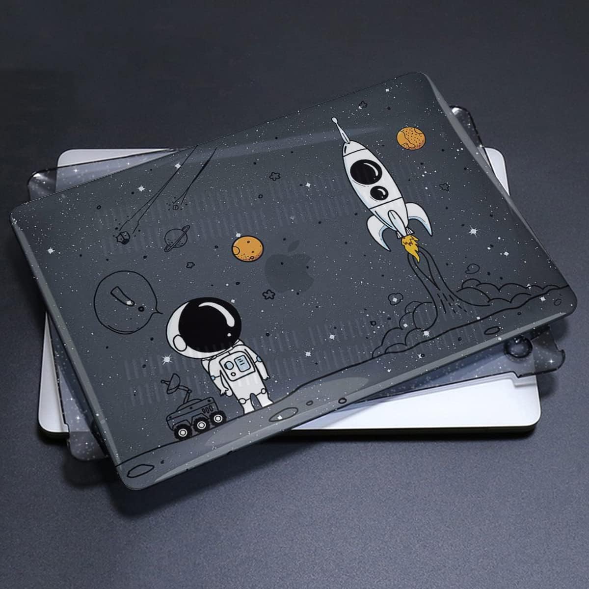 for MacBook Air 13 inch Case 2020 2019 2018 Release M1 A2337 A2179 A1932, Glitter Crystal Pritned Pattern Hard Case Cover for Mac Air 13.3" Retina Display Touch ID, Astronauts & Spacecraft