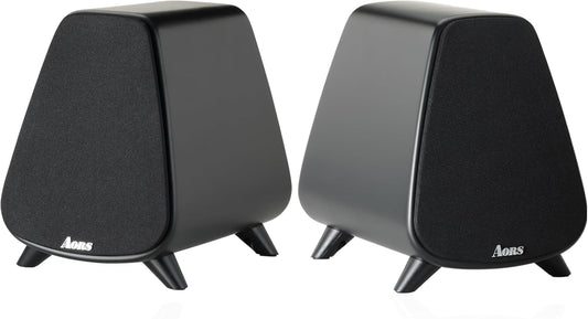 AS31 Active Bookshelf Speakers – 80W RMS 2-Way Stereo / 3″ Long-Stroke Woofer & 20 mm Silk Dome Tweeter – Bluetooth 5.3, RCA + Optical Inputs, Sub-Out & Remote Control – Wooden（Black）