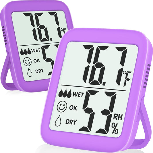 Antonki 2 Pack Room Thermometer for Home, Indoor Hygrometer Humidity Meter Gauge, Digital Temperature and Humidity Sensor Monitor for House, Terrarium, Incubator, Greenhouse - Battery Included